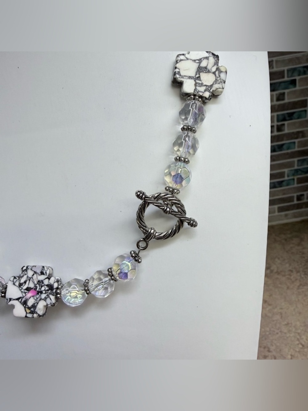 Beautiful crystal, silver and stone necklace - Picture 3 of 3